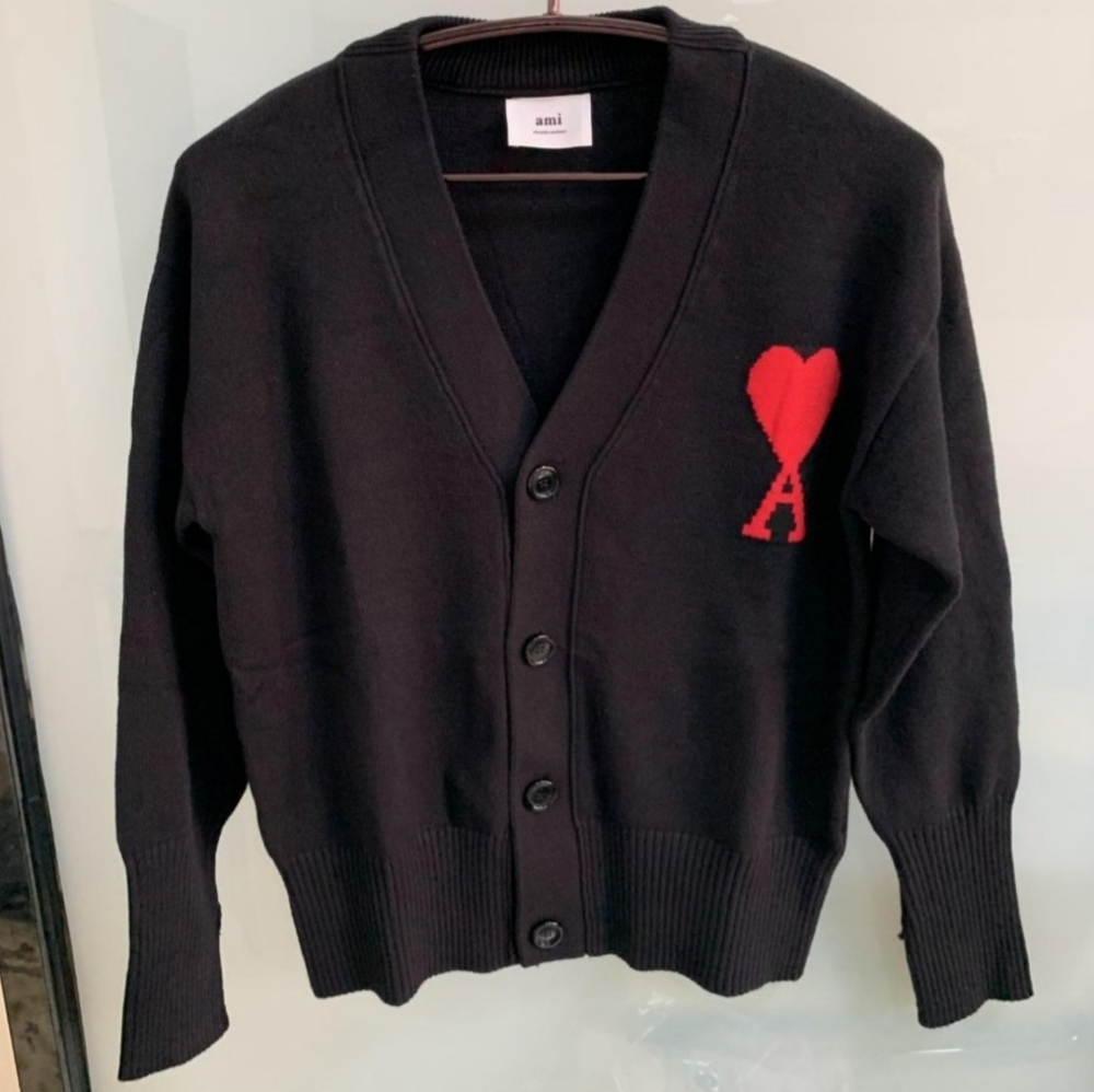 AMI Paris heart Black Cardigan